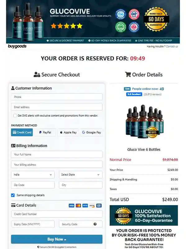 Gluco Vive Order Page